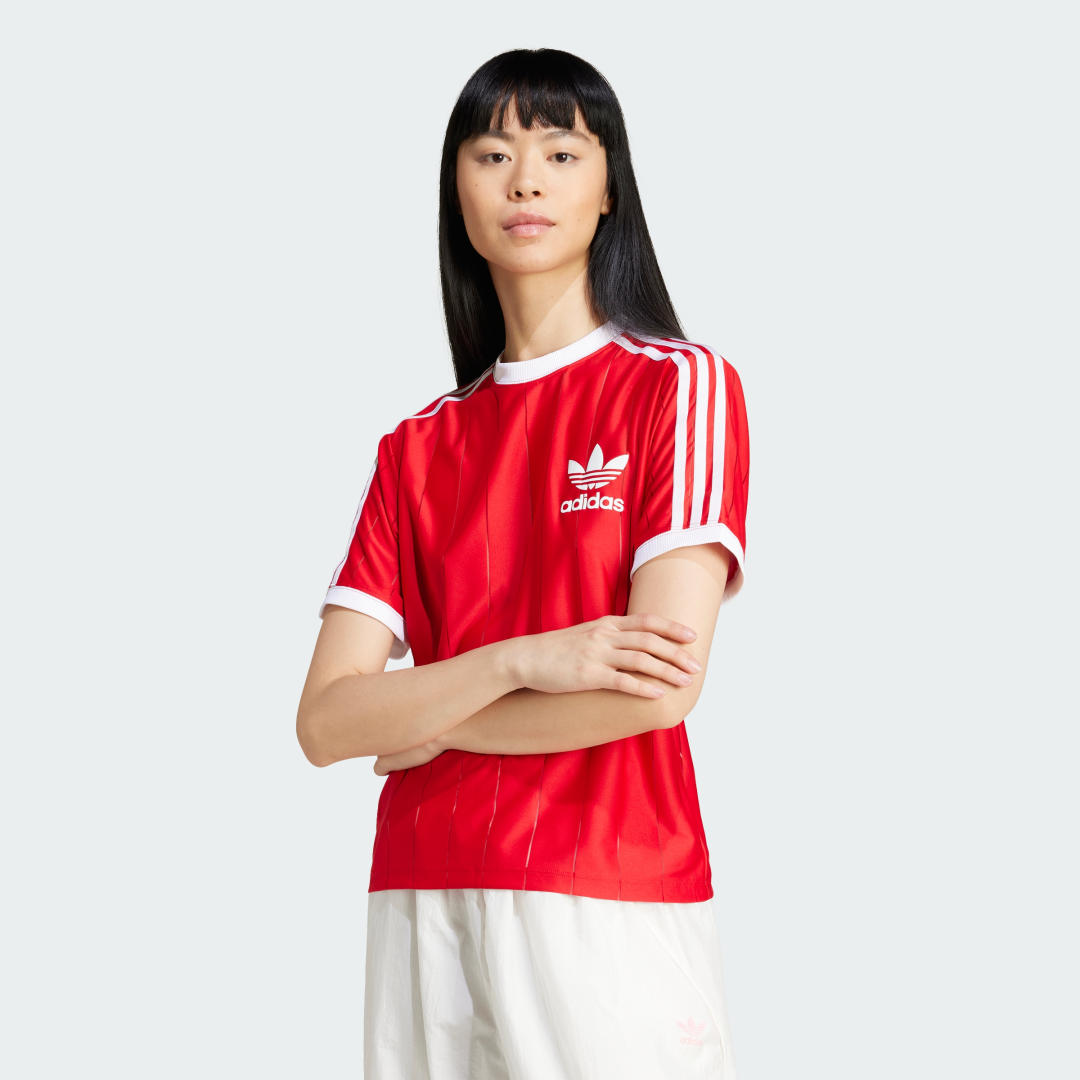 adidas Adicolor 3-Stripes Pinstripe Tee Lifestyle A/XS Women Better Scarlet