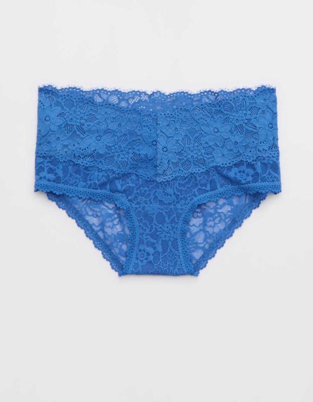 Show Off Eyelash Lace Boybrief Underwear - Cobalt Blue, L 