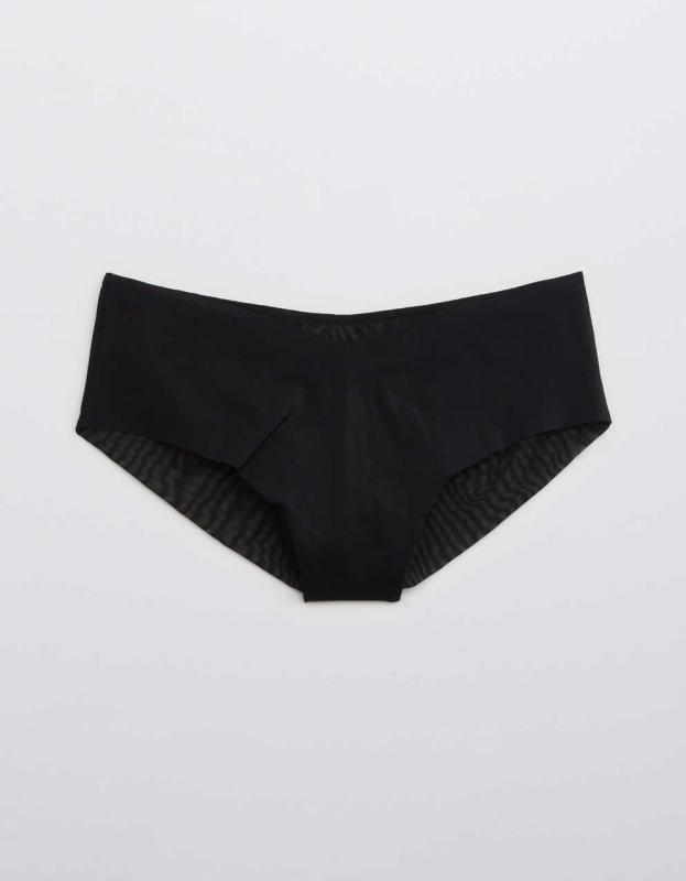 Aerie No Show Mesh Cheeky Underwear - True Black, XS 