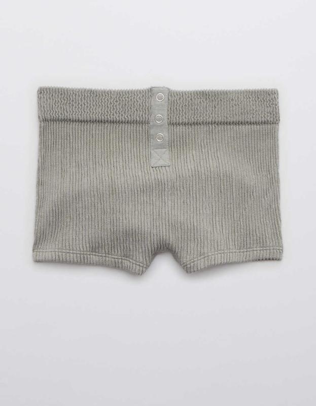 Aerie Seamless Snap Cheeky Boyshort Underwear - Medium Heather Gray, XS 