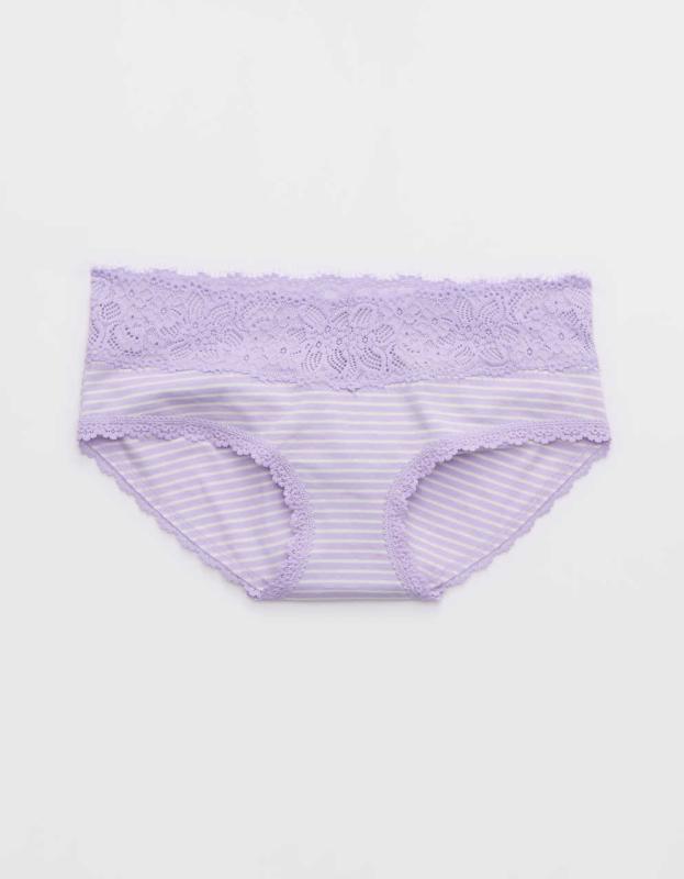 Superchill Cotton Eyelash Lace Boybrief Underwear - Purple Wash, XS 