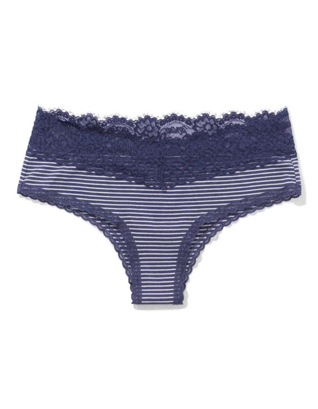 Aerie Cotton Eyelash Lace Cheeky Underwear - Fresh Bright, XS 