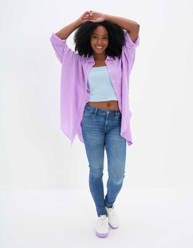 AE Go Big Oversized Shirt - Purple, L 