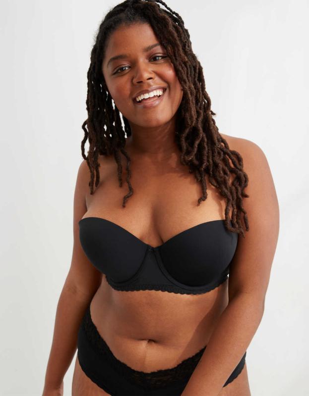 Aerie Real Happy Strapless Push Up Bra - True Black, 75D 