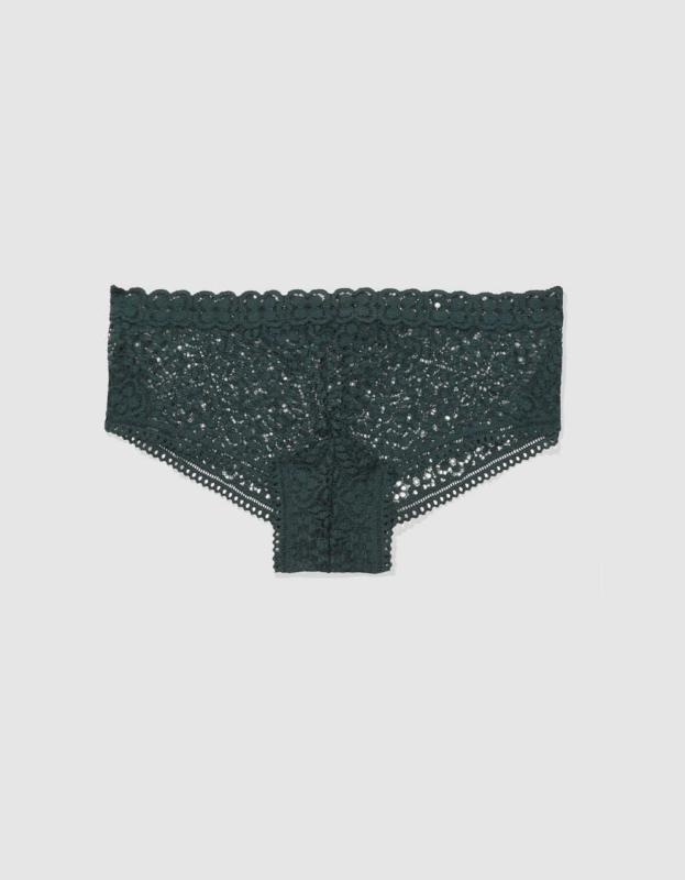Superchill Cozy Lace Cheeky Underwear - Deep Forest Green, S 