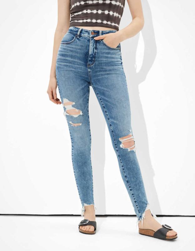 AE Dream Ripped Highest Waist Jegging Crop - Blue Street, 00 