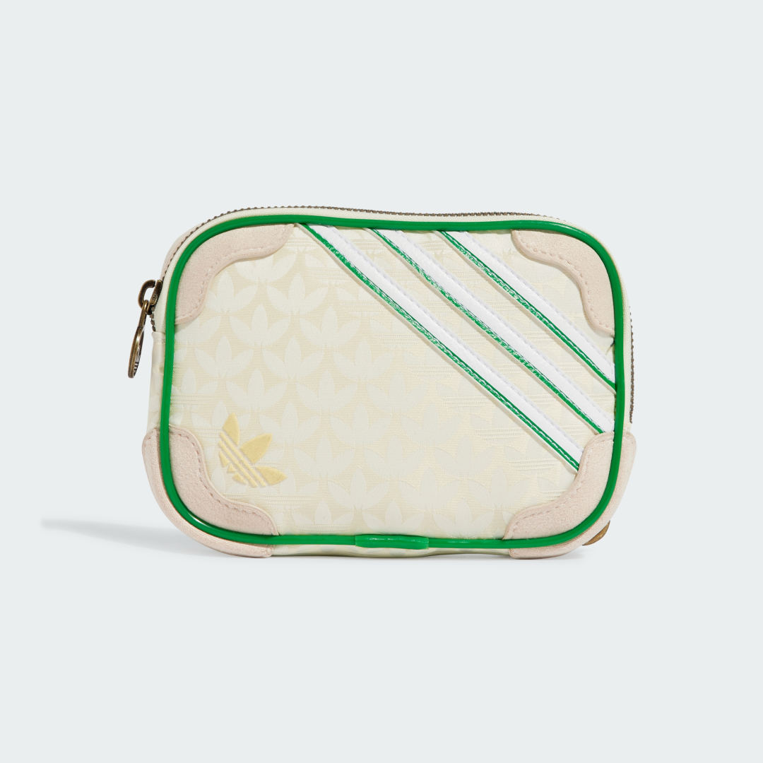 adidas Trefoil Monogram Jacquard Suede Mini Airliner Bag Lifestyle NS Women Cream White / Putty Mauve / Green