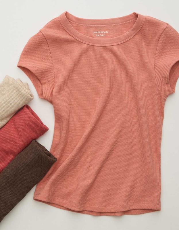 AE Hey Baby Waffle T-Shirt - Just Rosey, XS 