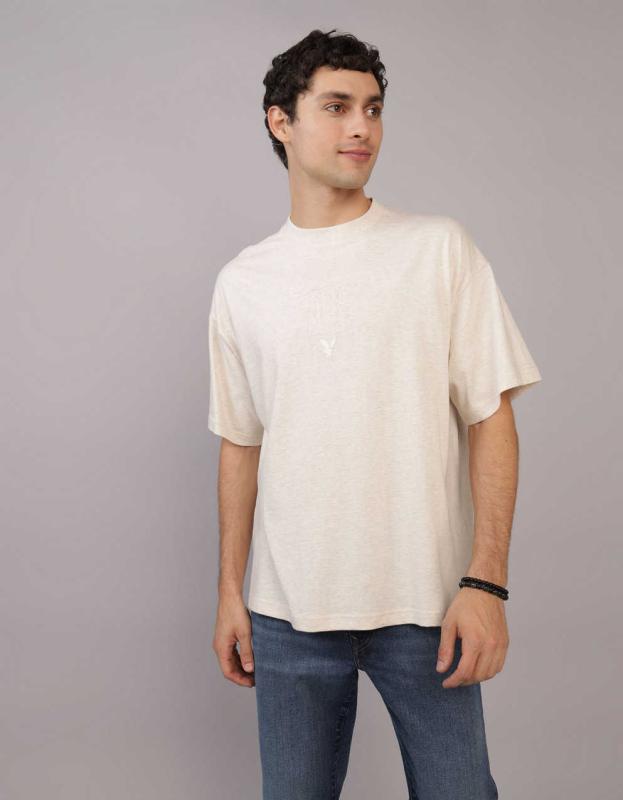 AE Oversized Graphic T-Shirt - Oatmeal Heather, M 