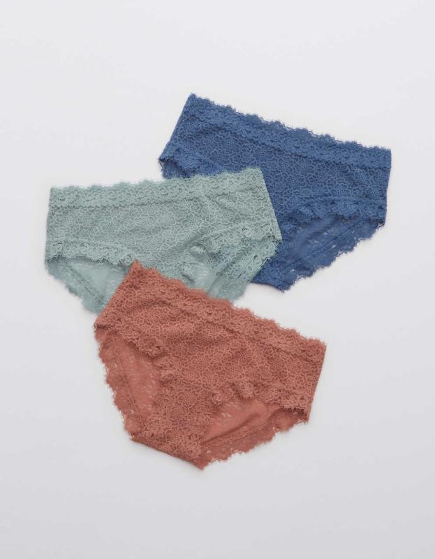 Aerie Eyelash Lace Boybrief Underwear 3-Pack - Multi, XS 