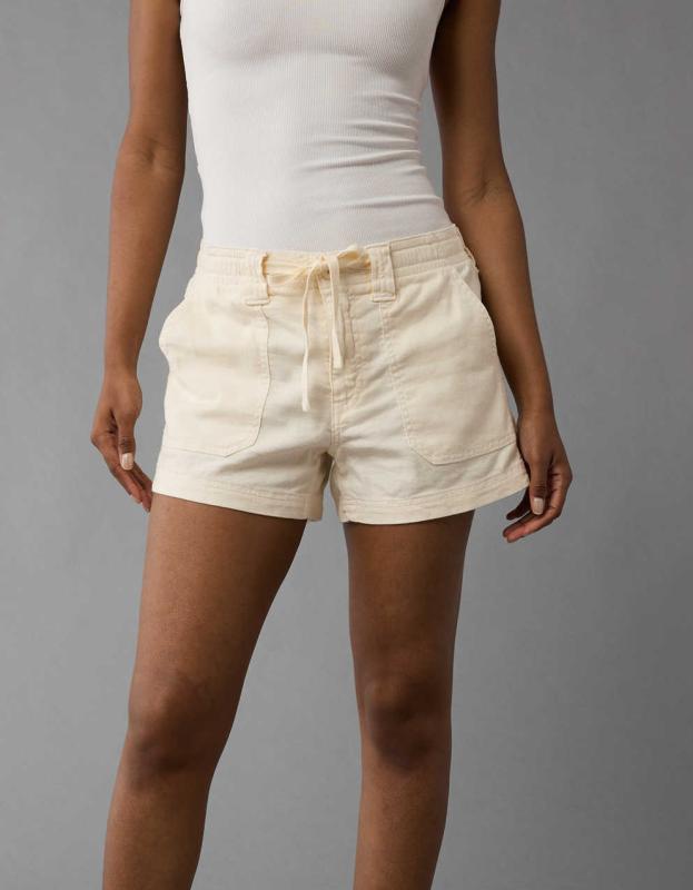 AE Dreamy Drape Linen-Blend Carpenter Short - Cream, 6 