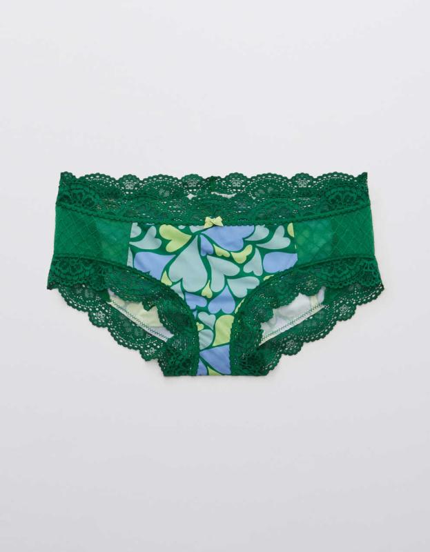 Aerie Slumber Party Lace Shine Boybrief Underwear - Neon Green, S 