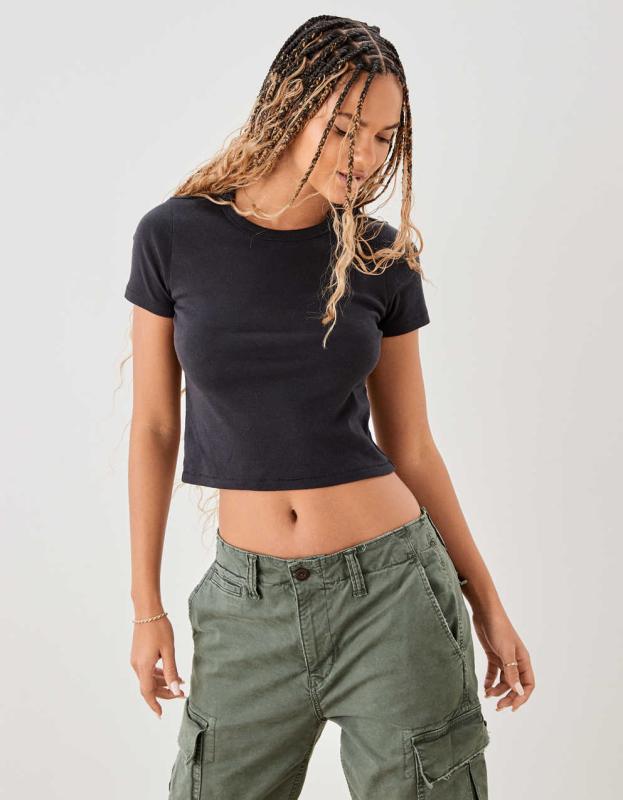 AE Baby Tee - Washed Black, S 