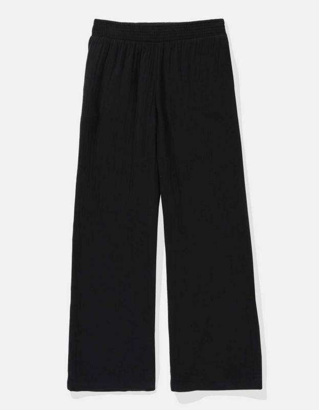 Aerie High Waisted Pool-To-Party Pant - True Black, S 