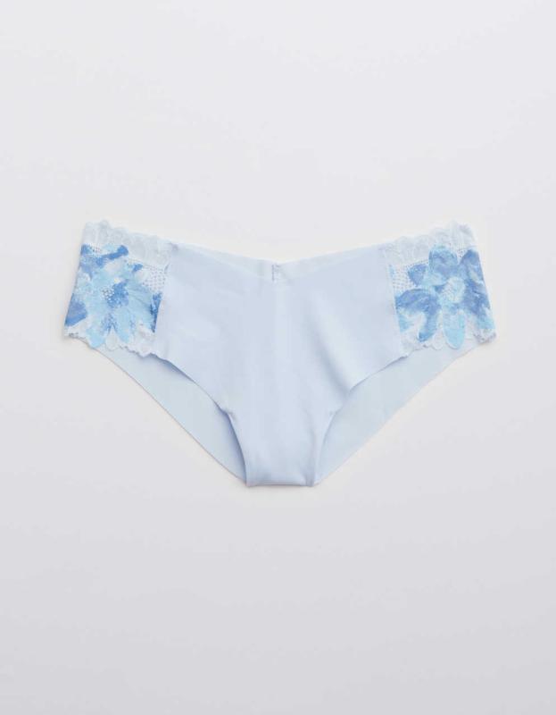 Aerie No Show Sunkissed Lace Cheeky Underwear - Eyelet Blue, XXL 