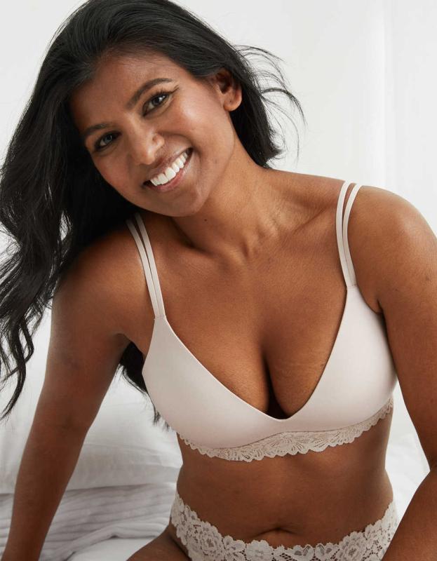Aerie Real Sunnie Wireless Push Up Bra - Soft Satin, 70C 