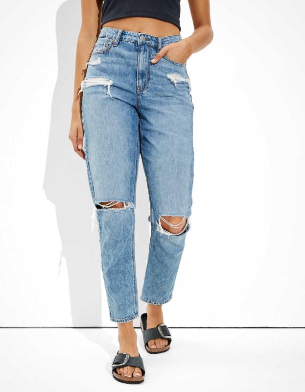 AE Ripped Mom Jean - Empire Blue, 00 