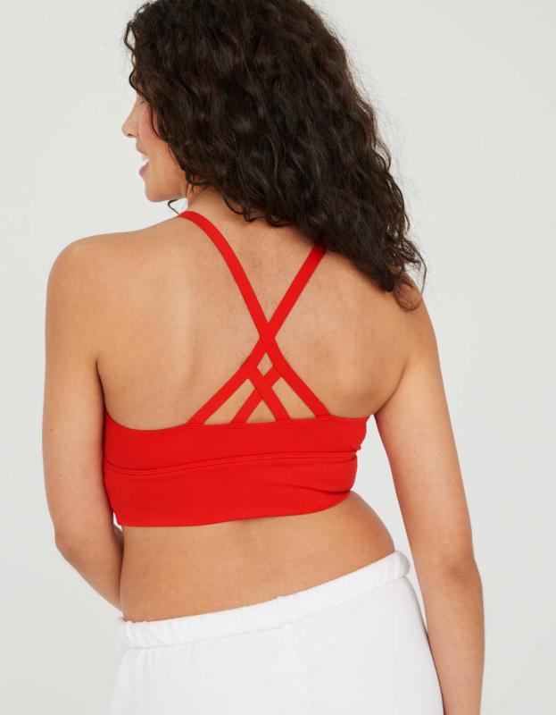 OFFLINE By Aerie Real Me Strappy Back Sports Bra - Holiday Red, L 