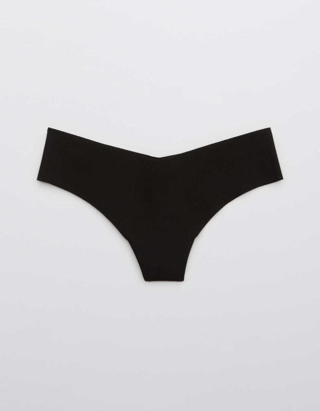 Superchill No Show Cotton Thong Underwear - True Black, XS 
