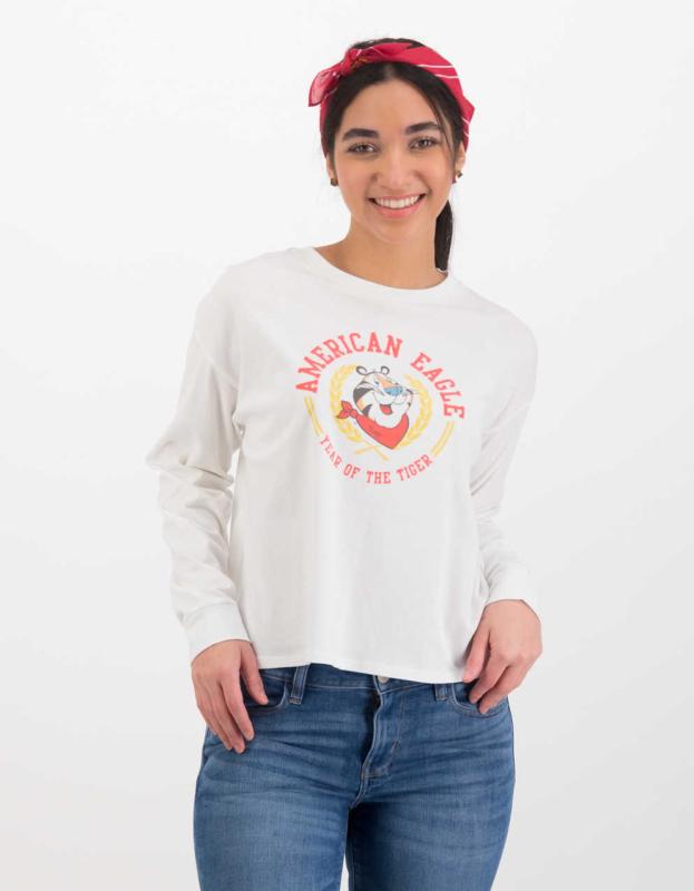 Kellogg’s x AE Tony the Tiger Long-Sleeve Graphic T-Shirt - White, S 