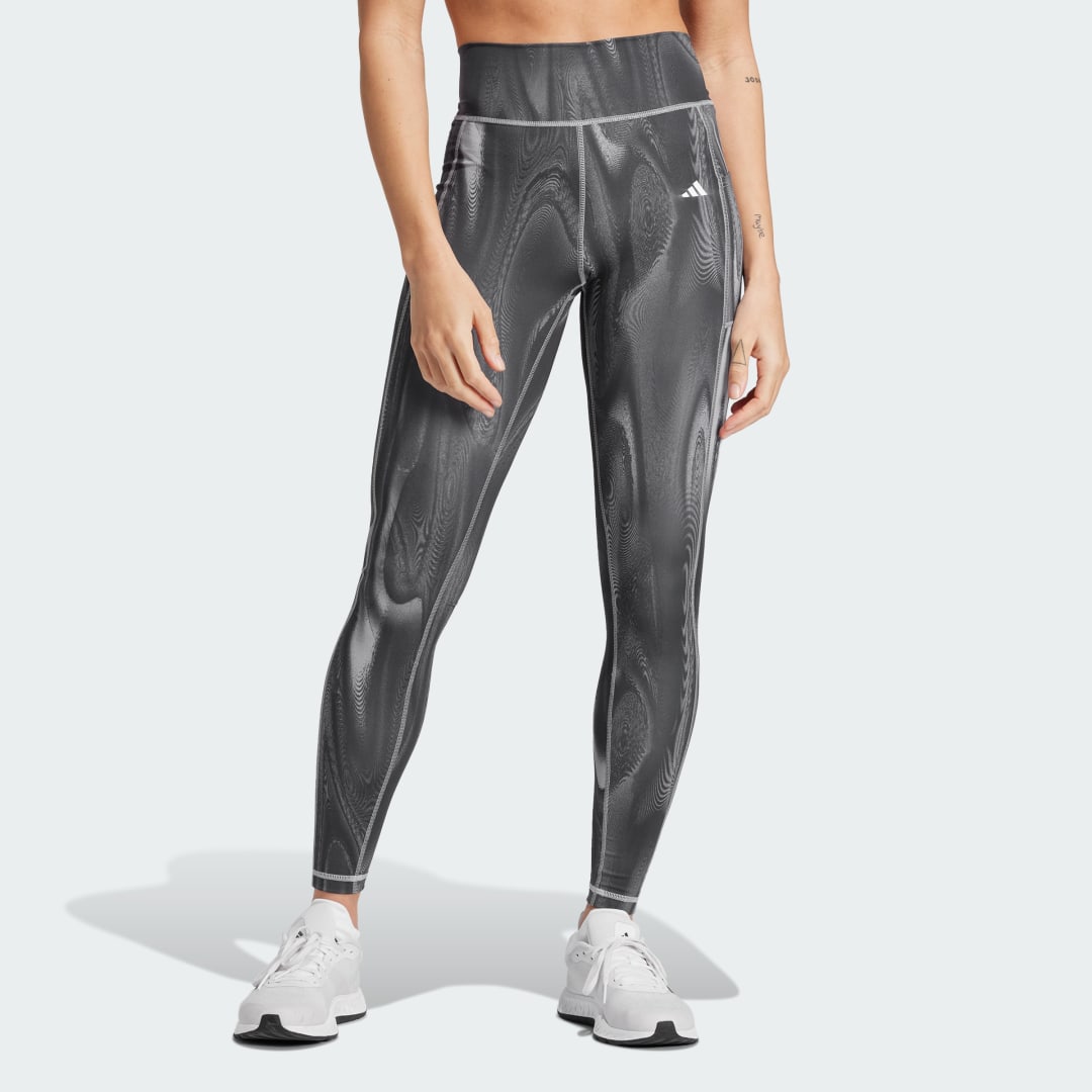 adidas Optime Full-Length Print Leggings Training XS Women Glory Grey / Grey / Black
