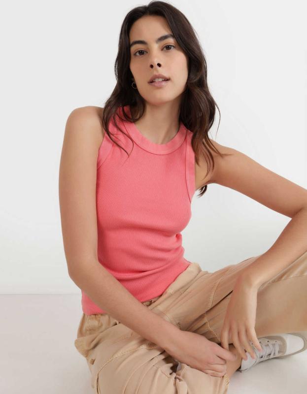 Aerie High Neck Tank Top - Spicy Coral, M 