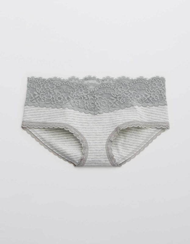 Superchill Cotton Eyelash Lace Boybrief Underwear - Medium Heather Gray, M 