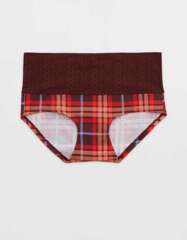 Aerie Cotton Cable Lace Boybrief Underwear - Royal Berry, XL 