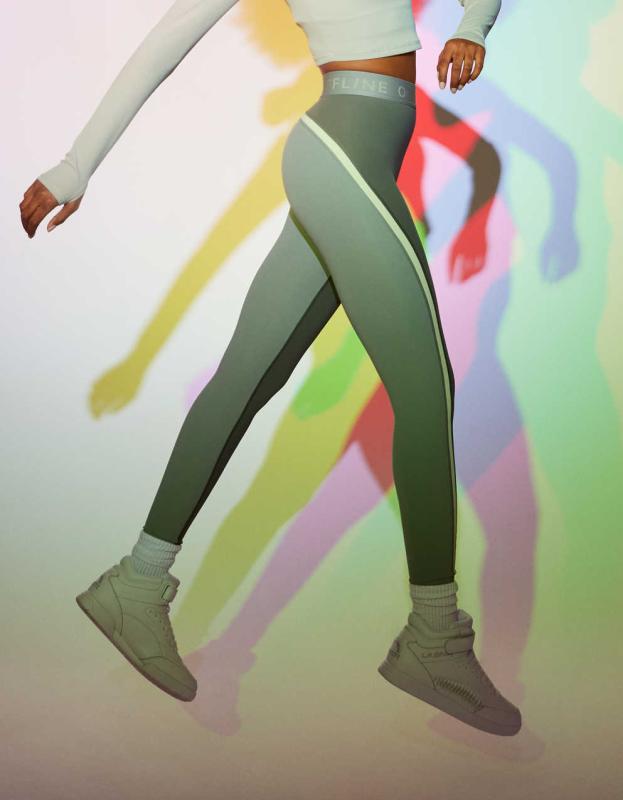 OFFLINE By Aerie Goals Logo Waistband Legging - Green Olive, XS 