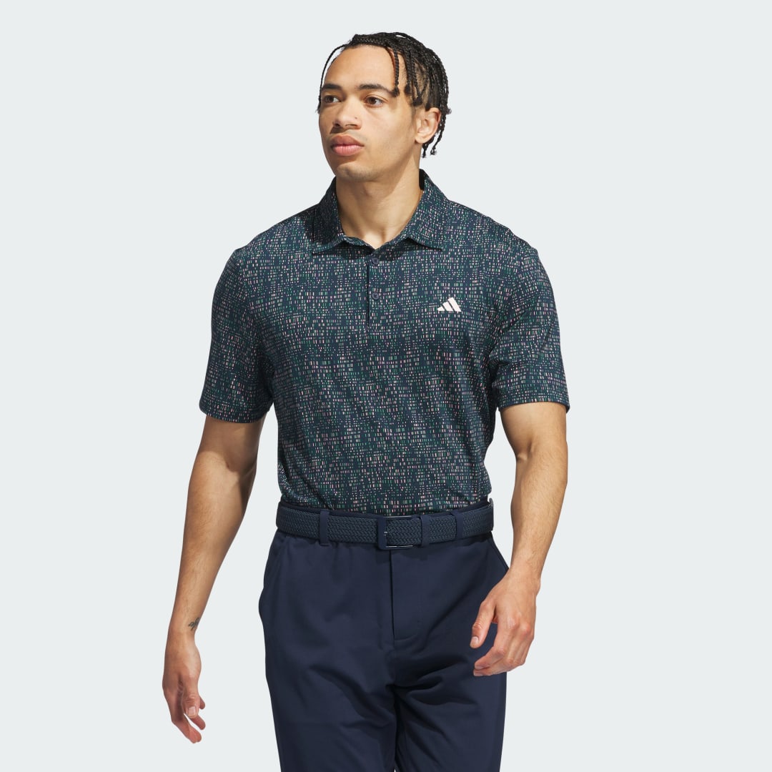 adidas Ultimate365 Power Grid Print Polo Shirt Golf A/L Men Collegiate Blue