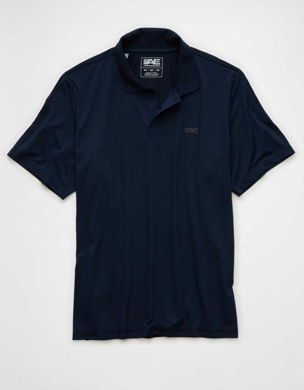 AE 24/7 Snap Collar Training Polo Shirt - Navy, XS 