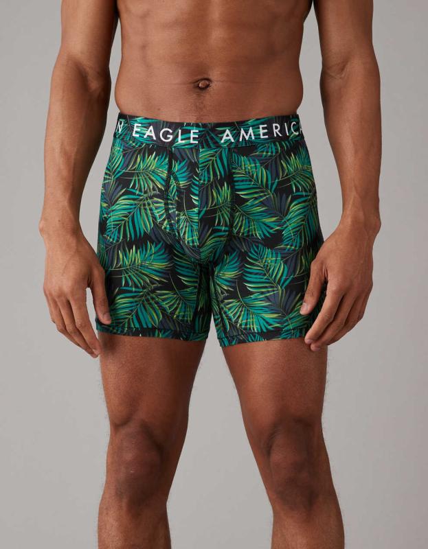 AEO Palm Trees 6" Classic Boxer Brief - Green, XS 
