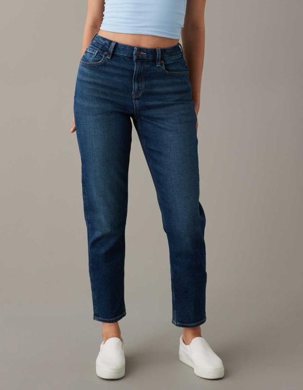 AE Stretch Curvy Mom Jean - Simply Dark, 4 
