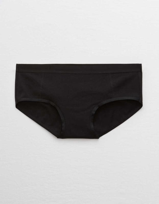 Aerie Cotton Flat Elastic Boybrief Underwear - True Black, L 