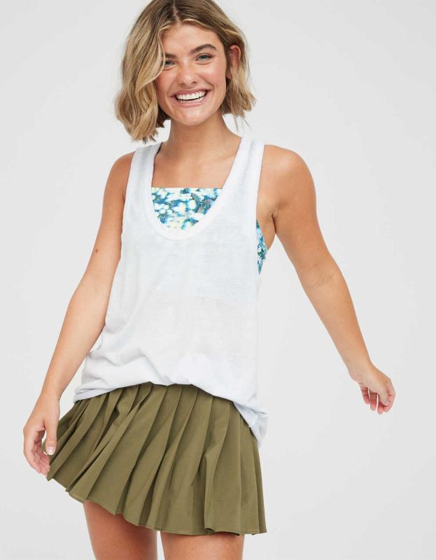 OFFLINE By Aerie Burnout Voop Tank Top - Skylight, XS 