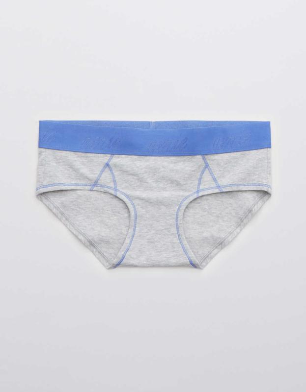 Aerie Cotton Logo Boybrief Underwear - Medium Heather Gray, L 