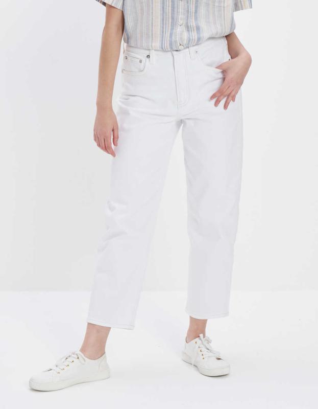 AE Stretch Highest Waist Cropped '90s Boyfriend Jean - White, 00 