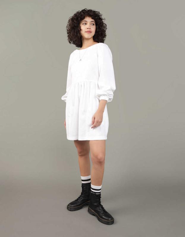 AE Denim Mini Tunic Dress - White, XS 