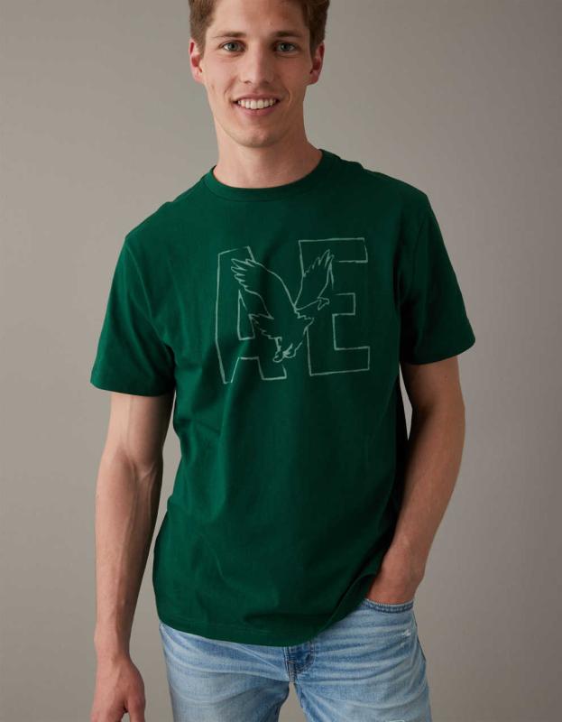AE Logo Graphic T-Shirt - Emerald, M 