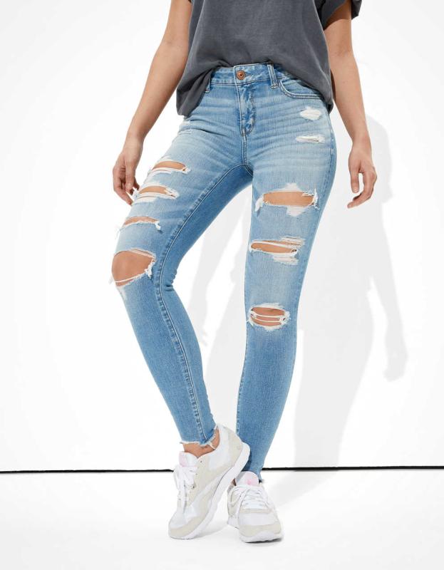 AE Dream Ripped Jegging - Indigo Skylight Destroy, 6 