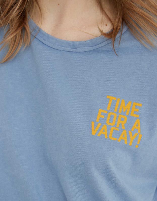 Aerie Distressed Graphic Oversized Boyfriend T-Shirt - Monaco Blue, XXL 