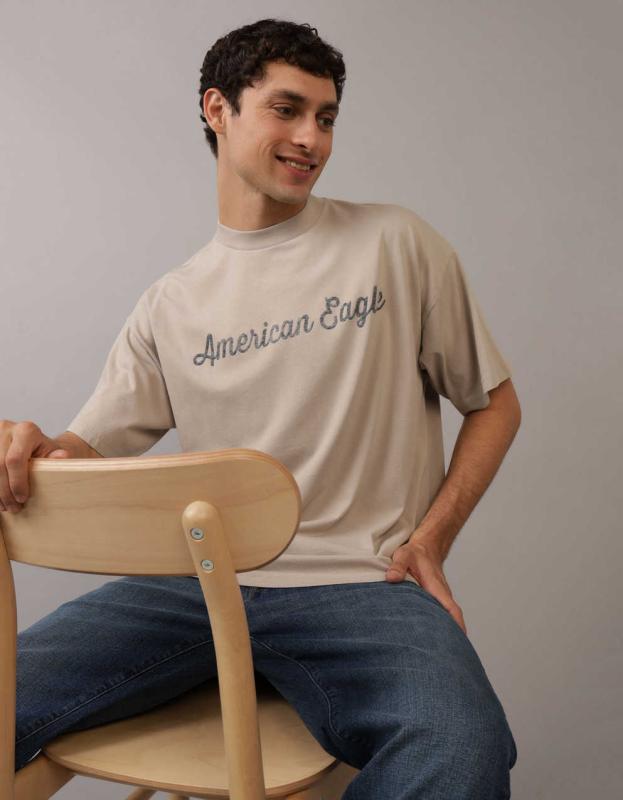 AE Oversized Photo Graphic T-Shirt - Taupe, S 