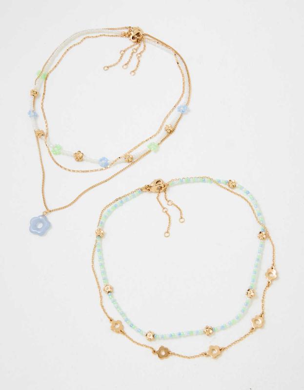 AEO Daisy Necklace 5-Pack - Gold, One Size 