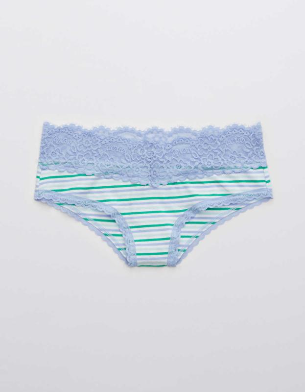 Aerie Cotton Eyelash Lace Cheeky Underwear - Fresh Water, XS 