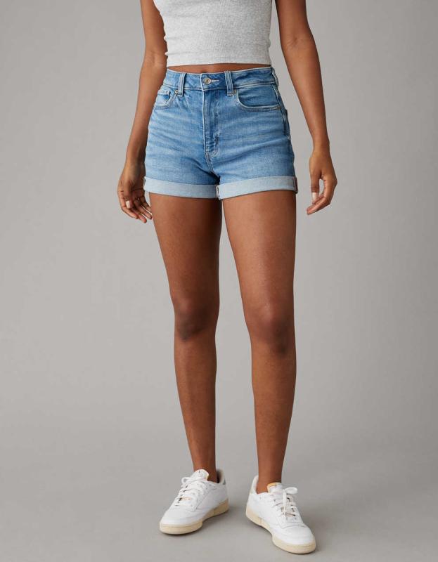 AE Stretch Denim Mom Short - Medium Tinted Indigo, 6 