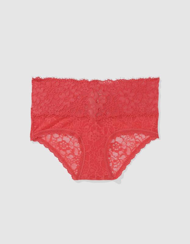 Show Off Eyelash Lace Boybrief Underwear - Resort Red, M 