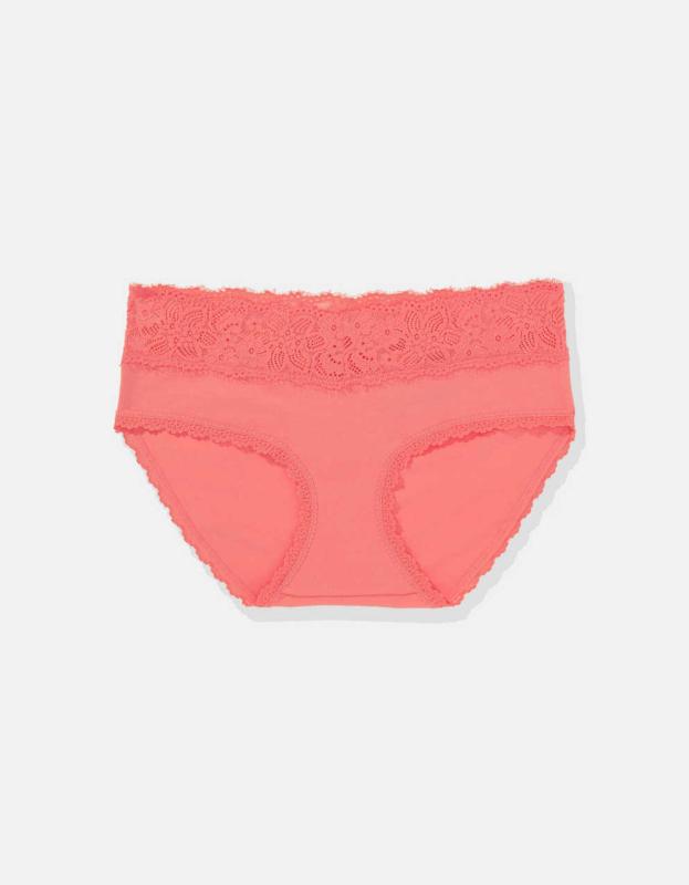 Superchill Cotton Eyelash Lace Boybrief Underwear - Pink Note, S 