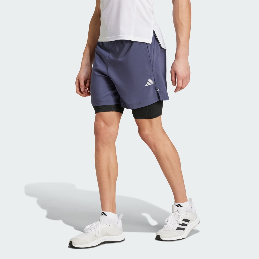 adidas Gym Training 2-in-1 Shorts Training M Men Shadow Blue