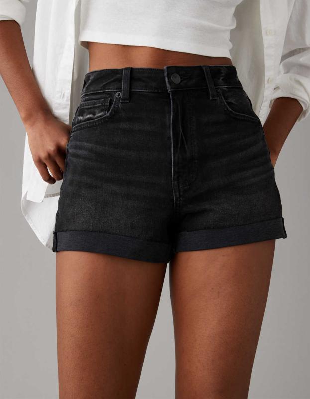 AE Stretch Denim Mom Short - True Black, 00 
