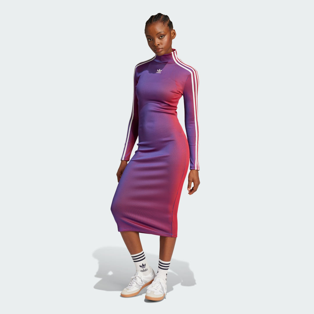 adidas Rasant Rib Long Sleeve Dress Lifestyle A/S Women Purple